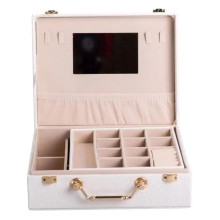 Шкатулка для украшений из эко кожи 2 яруса с зеркалом органайзер для ювелирных изделий HP-5-15W