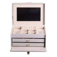 Шкатулка для украшений из эко кожи 3 яруса с зеркалом органайзер для ювелирных изделий HP-5-17G