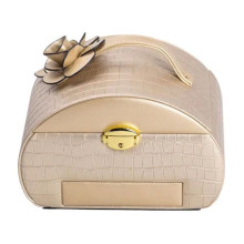 Шкатулка для украшений из эко кожи 3 яруса с замком органайзер для ювелирных изделий HP-5-21GOLD