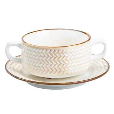 Тарілка для супу глибока 300 мл із блюдцем HP23388 (LG-2183918581)