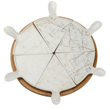 Тарілка для піци 28 см порцелянова з бамбуковою підставкою, що обертається, секційна HP1213 (LG-HP1213) Тарілка для піци 28 см порцелянова з бамбуковою підставкою, що обертається, секційна HP1213 (LG-HP1213)