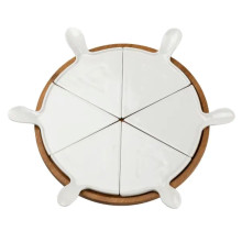 Тарілка для піци 28 см порцелянова обертається, бамбукова основа HP1248 (LG-HP1248) Тарілка для піци 28 см порцелянова обертається, бамбукова основа HP1248 (LG-HP1248)