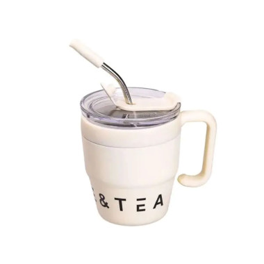 Термочашка Coffee & Tea з трубочкою бежева HP-14-23BE (LG-2394098876)