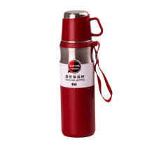 Термос з чашкою та ремінцем 600 мл з металевою колбою Червоний HPGM80155R (LG-2031814168) Термос з чашкою та ремінцем 600 мл з металевою колбою Червоний HPGM80155R (LG-2031814168)