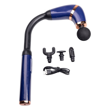 Перкусійний ручний масажер акумуляторний 17 Вт зарядка від USB до 3200 об/хв Синій HP-11-11BL (LG-HP-11-11BL)