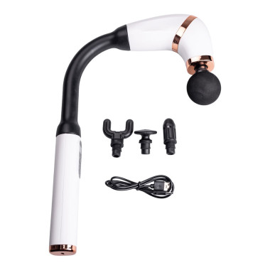 Перкусійний ручний масажер акумуляторний 17 Вт зарядка від USB до 3200 об/хв Білий HP-11-11W (LG-HP-11-11W)