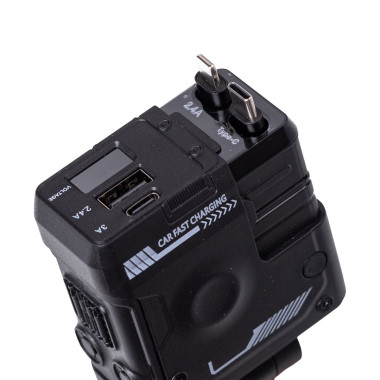 Автомобільний зарядний пристрій MECHA з висувними кабелями та портами USB/Type-C Чорний HP-A1B (LG-HP-A1B)