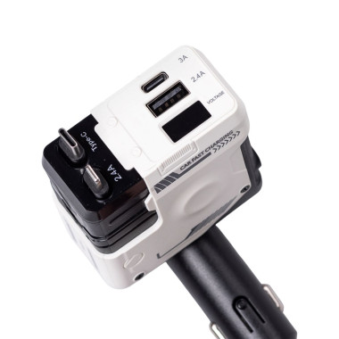 Автомобільний зарядний пристрій MECHA з висувними кабелями та портами USB/Type-C Білий HP-A1W (LG-HP-A1W)