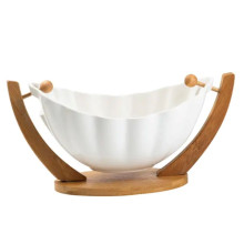 Фруктівниця порцелянова 33*14*16 см на бамбуковій підставці, білий HP1238 (LG-HP1238) Фруктівниця порцелянова 33*14*16 см на бамбуковій підставці, білий HP1238 (LG-HP1238)