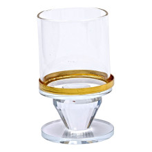 Підсвічник скляний на ніжці з золотою окантовкою 6×10 см підсвічник келих декоративний прозорий HP-4-32S (LG-HP-4-32S)