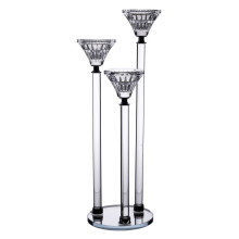 Підсвічник скляний на 3 свічки 12×37 см підсвічник декоративний прозорий на ніжці HP-4-17 (LG-HP-4-17)