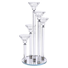 Підсвічник скляний на 5 свічок 16×37.5 см підсвічник декоративний прозорий на ніжці HP-4-18 (LG-HP-4-18)