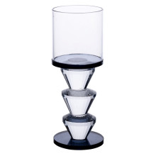 Підсвічник скляний 6×15.7 см на одну свічку підсвічник келих на ніжці декоративний Сірий HP-4-21L (LG-HP-4-21L)