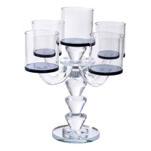 Канделябр на 5 свічок 19×19×24 см підсвічник декоративний скляний на ніжці Чорний HP-4-23 (LG-HP-4-23)