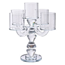 Канделябр на 5 свічок 19×19×24 см підсвічник декоративний скляний на ніжці прозорий HP-4-31 (LG-HP-4-31)