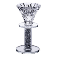 Підсвічник скляний на ніжці 6×12 см декоративний прозорий підсвічник на стіл HP-4-60M (LG-HP-4-60M)