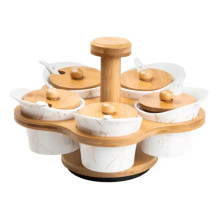 Набір для сипучих продуктів 5 банок по 120 на бамбуковій підставці білий HP1225 (LG-HP1225) Набір для сипучих продуктів 5 банок по 120 на бамбуковій підставці білий HP1225 (LG-HP1225)