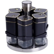 Набір баночок для спецій 6 шт на поставці по 120 мл карусель Чорний HP-1308 (LG-HP-1308)