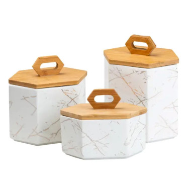 Набір банок для сипучих продуктів 3 шт 19 см *16 см* 11.5 см білий HP276 (LG-2183918398)