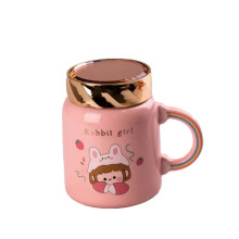 Чашка порцелянова 420 мл з кришкою Рожева HPCY8240P (LG-2028279346) Чашка порцелянова 420 мл з кришкою Рожева HPCY8240P (LG-2028279346)