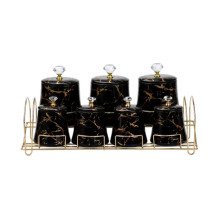 Набір для спецій 4 шт по 250 мл і 3 шт по 550 мл на металевій підставці чорний HP1249 (LG-HP1249) Набір для спецій 4 шт по 250 мл і 3 шт по 550 мл на металевій підставці чорний HP1249 (LG-HP1249)