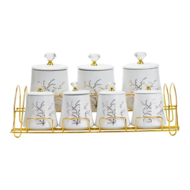 Набір для спецій 4 шт по 250 мл і 3 шт по 550 мл на металевій підставці HP1216 (LG-HP1216)