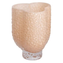 Ваза декоративная 13.5х13.5х18 см для цветов стеклянная фигурная ваза из цветного стекла 1 л Бежевая HP-10-29