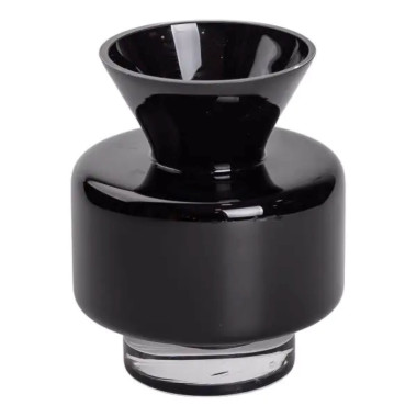 Ваза из цветного стекла для цветов 17.5 см декоративная ваза для декора и интерьера 1.5 л Черная HP-10-32