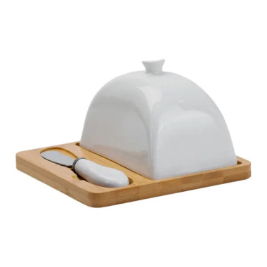 Маслянка порцелянова 15×15×9 см з ножем на підставці HP1255 (LG-HP1255)