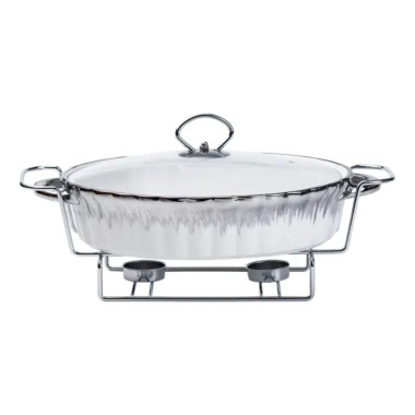 Марміт овальний порцелянаовий 1,5 літра на металевій підставці з підігрівом HP1023 (LG-HP1023)