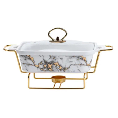 Марміт порцелянаовий 1 л зі скляною крішкою та підставкою з підігрівом HP1031 (LG-HP1031)