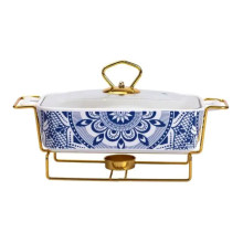 Марміт порцелянаовий із скляною кришкою 38х18.5х15.5 см на металевій підставці 1 л SA1107-S (LG-SA1107-S)