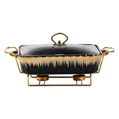 Настільний марміт для підігріву других страв 1,5-літровий квадратний порцелянаовий марміт HP1047 (LG-HP1047)