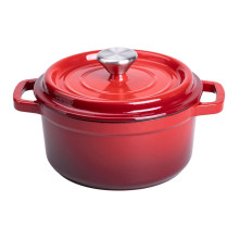 Каструля чавунна емальована 2 л з кришкою Ø20 см Червона HP-1-2R (LG-HP-1-2R)