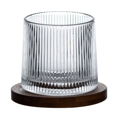 Обертова склянка для віскі 300 мл з бамбуковою підставкою HP1600 (LG-HP1600)