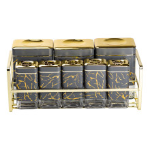 Набор для приправ и специй на подставке 8 штук с крышками Серый HP-1366