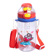 Пляшка для води дитяча 550 мл з ремінцем і трубочкою для спорту та школи HP-14-45R (LG-HP-14-45R)