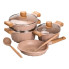 Набір посуду, 3 каструлі, сковорода, алюмінієва товстодонна MGC з лопаткою та ополоником, бежевий HP-4-401CR (LG-2358506263)