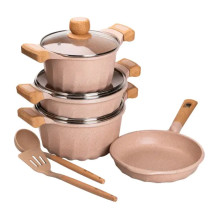 Набір посуду, 3 каструлі, сковорода, алюмінієва товстодонна MGC з лопаткою та ополоником, бежевий HP-4-401CR (LG-2358506263) Набір посуду, 3 каструлі, сковорода, алюмінієва товстодонна MGC з лопаткою та ополоником, бежевий HP-4-401CR (LG-2358506263)