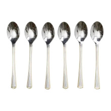 Набор чайных ложек 6 штук красивые ложки для чая из нержавеющей стали 15.3 см Серебро с золотой обводкой HP-20-33