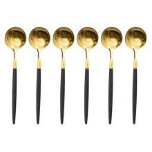 Набор чайных ложек 6 штук чайные ложки из нержавеющей стали 12.9 см Черный с золотом HP-20-5
