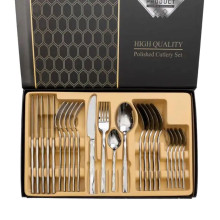 Набор столовых приборов на 6 персон набор ложек вилок и ножей 24 предмета в коробке Серебро HP-20-51