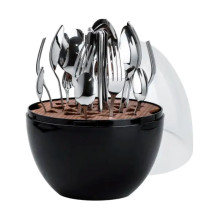 Набір столових приладів на 6 персон із нержавіючої сталі 24 штуки з підставкою Яйце Чорний HP78811 (LG-2183918998) Набір столових приладів на 6 персон із нержавіючої сталі 24 штуки з підставкою Яйце Чорний HP78811 (LG-2183918998)