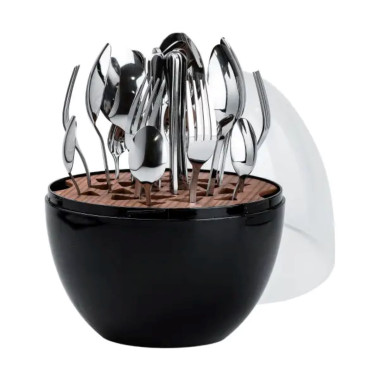 Набір столових приладів на 6 персон із нержавіючої сталі 24 штуки з підставкою Яйце Чорний HP78811 (LG-2183918998)