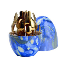 Набір столових приладів на 6 персон із нержавіючої сталі 24 штуки з підставкою Яйце HP78812 (LG-2203469110) Набір столових приладів на 6 персон із нержавіючої сталі 24 штуки з підставкою Яйце HP78812 (LG-2203469110)