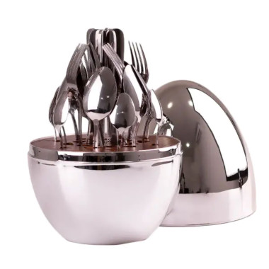 Набір столових приборів на 6 персон 24 шт з підставкою 29 х 19.5 см срібло HP7881S (LG-2026508216)