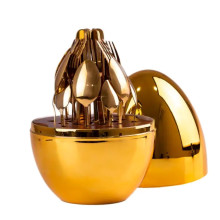 Набір столових приборів на 6 персон 24 шт з підставкою 29 х 19.5 см Золотий HP7882GL (LG-2026580597) Набір столових приборів на 6 персон 24 шт з підставкою 29 х 19.5 см Золотий HP7882GL (LG-2026580597)