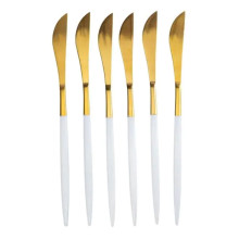 Набор столовых ножей 6 штук ножи сервировочные столовые 22.5 см Белый с золотом HP-20-11