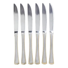 Набор столовых ножей 6 штук ножи сервировочные из нержавеющей стали 22.5 см Серебро с золотой обводкой HP-20-30
