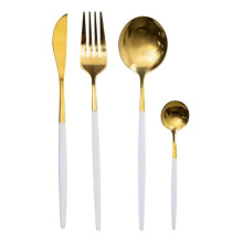 Набор столовых приборов 24 предмета столовый набор на 6 персон Золотистый с белым HP-20-47 Набор столовых приборов 24 предмета столовый набор на 6 персон Золотистый с белым HP-20-47